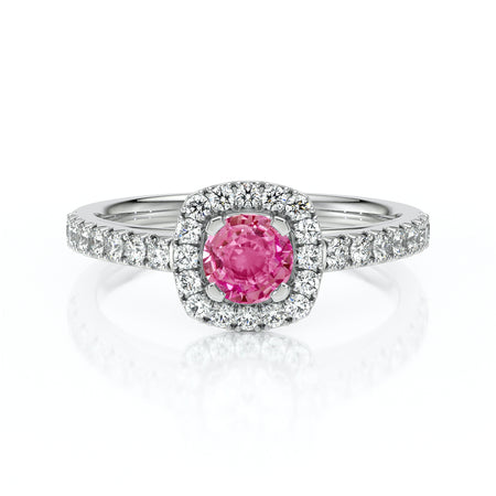 Bague entourage saphir rose et diamant Coup de Foudre - 1