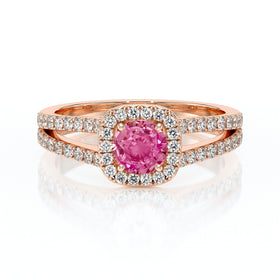 Bague entourage saphir rose et diamant Coup de Foudre - 2