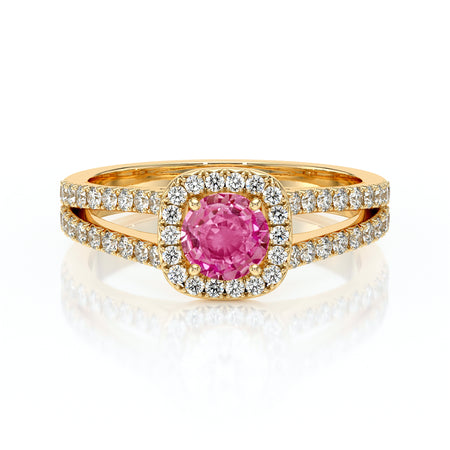 Bague entourage saphir rose et diamant Coup de Foudre - 2