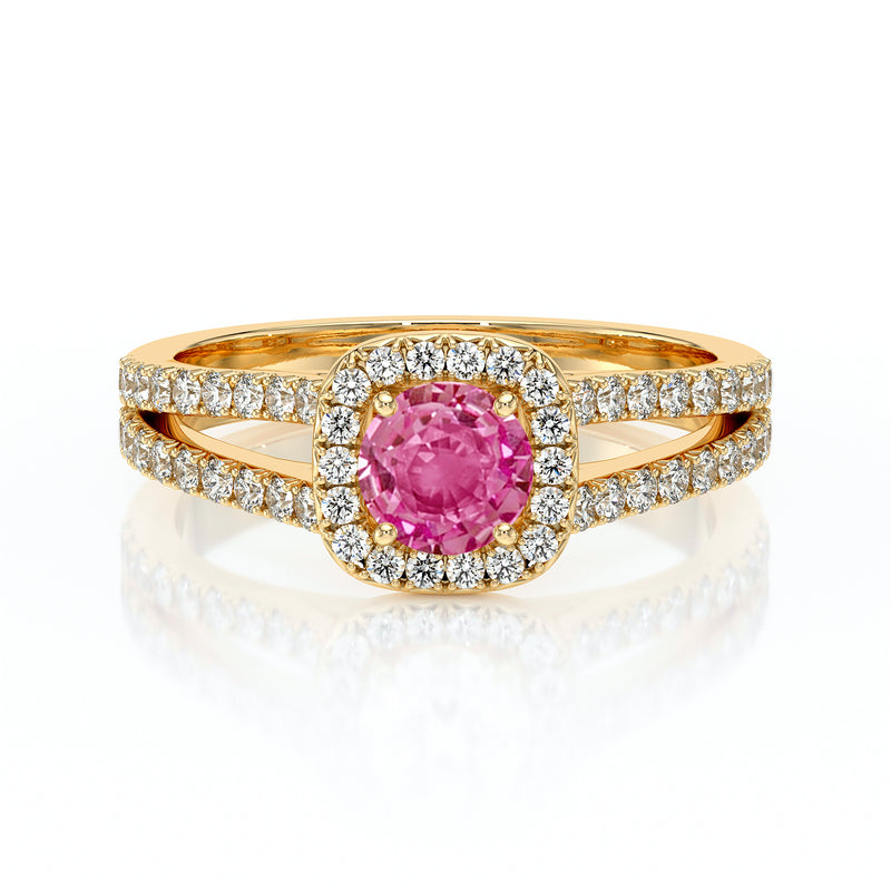 Bague entourage saphir rose et diamant Coup de Foudre - 2