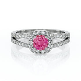Bague entourage saphir rose et diamant Coup de Foudre - 2