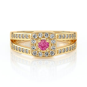 Bague entourage saphir rose et diamant Coup de Foudre - 3