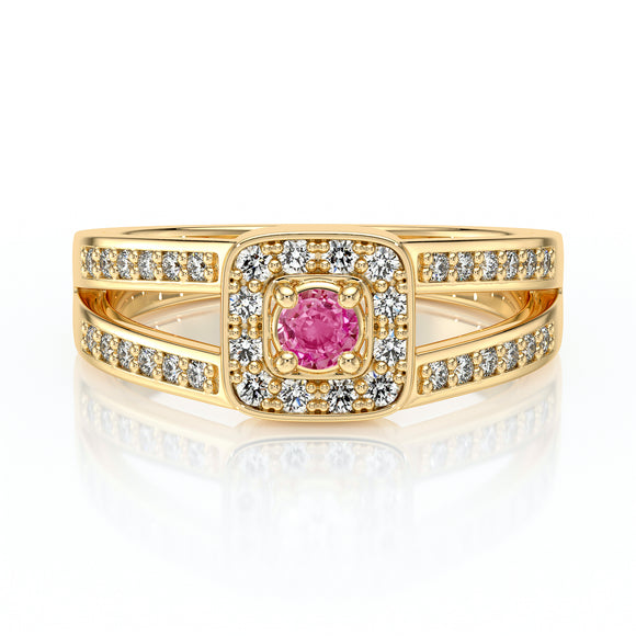 Bague entourage saphir rose et diamant Coup de Foudre - 3