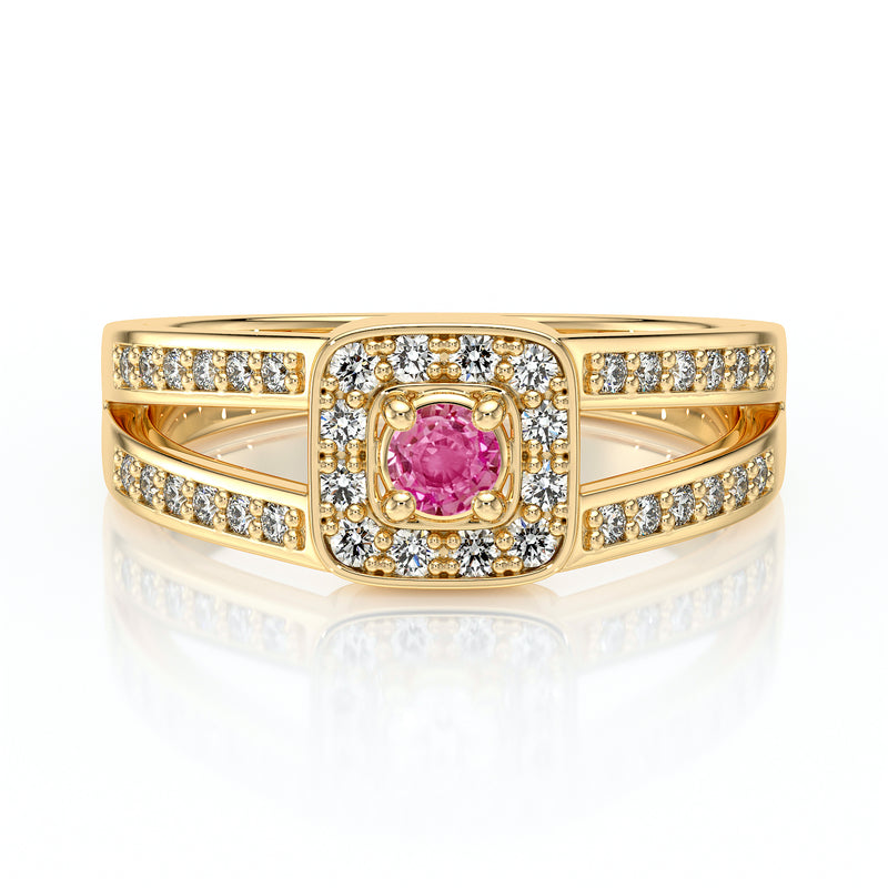 Bague entourage saphir rose et diamant Coup de Foudre - 3
