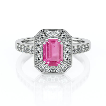 Bague entourage saphir rose et diamant Coup de Foudre - 6
