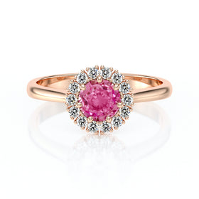 Bague entourage saphir rose et diamant Pour la Vie - 7