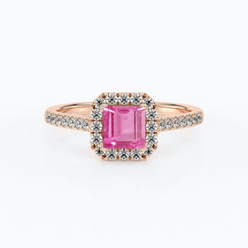 Bague entourage saphir rose et diamant Promets Moi - 1