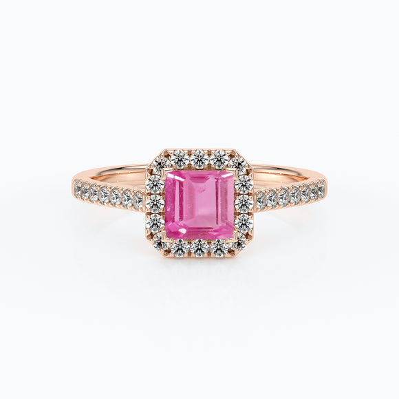 Bague entourage saphir rose et diamant Promets Moi - 1