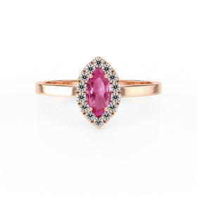 Bague entourage saphir rose et diamant Promets Moi - 10