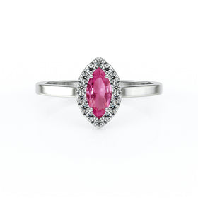 Bague entourage saphir rose et diamant Promets Moi - 10