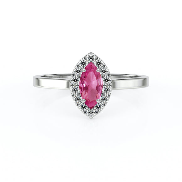 Bague entourage saphir rose et diamant Promets Moi - 10