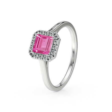 Bague entourage saphir rose et diamant Promets Moi - 11