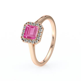 Bague entourage saphir rose et diamant Promets Moi - 11