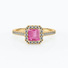 Bague entourage saphir rose et diamant Promets Moi - 1