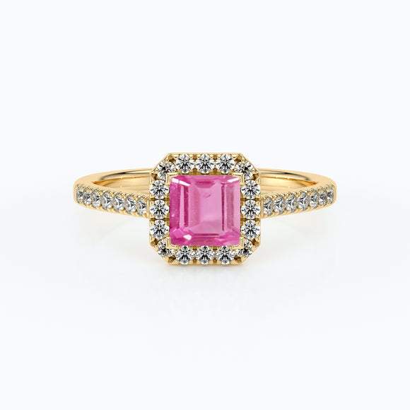 Bague entourage saphir rose et diamant Promets Moi - 1