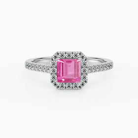 Bague entourage saphir rose et diamant Promets Moi - 1