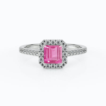Bague entourage saphir rose et diamant Promets Moi - 1