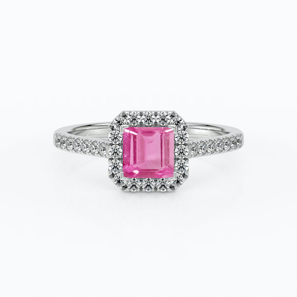 Bague entourage saphir rose et diamant Promets Moi - 1