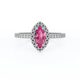 Bague entourage saphir rose et diamant Promets Moi - 2