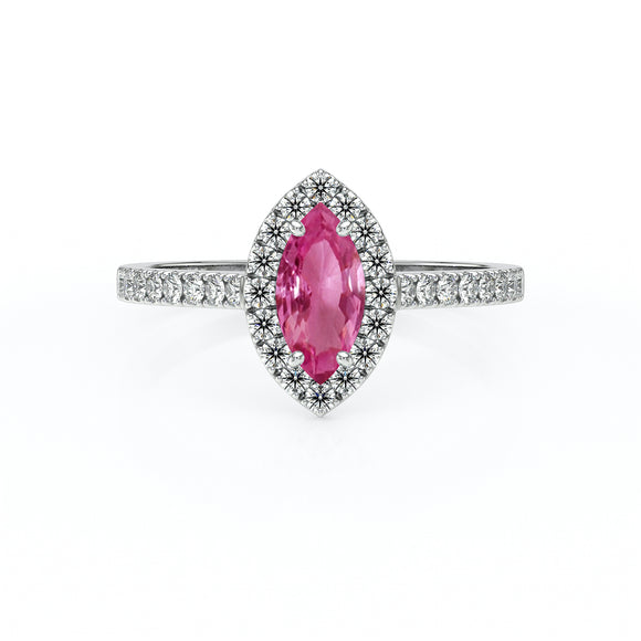 Bague entourage saphir rose et diamant Promets Moi - 2