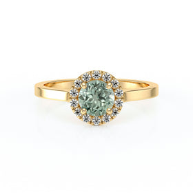 Bague entourage saphir vert diamant Coup de Foudre - 14
