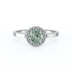 Bague entourage saphir vert diamant Coup de Foudre - 14