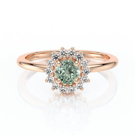 Bague entourage saphir vert et diamant Coup de Foudre - 4