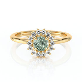 Bague entourage saphir vert et diamant Coup de Foudre - 4