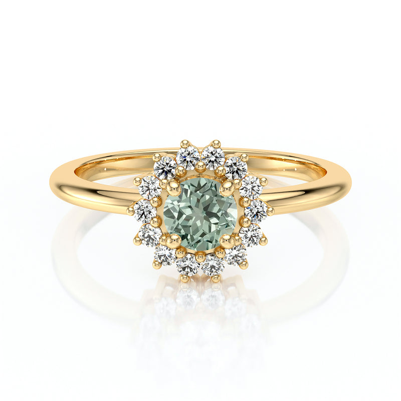 Bague entourage saphir vert et diamant Coup de Foudre - 4