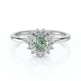 Bague entourage saphir vert et diamant Coup de Foudre - 4