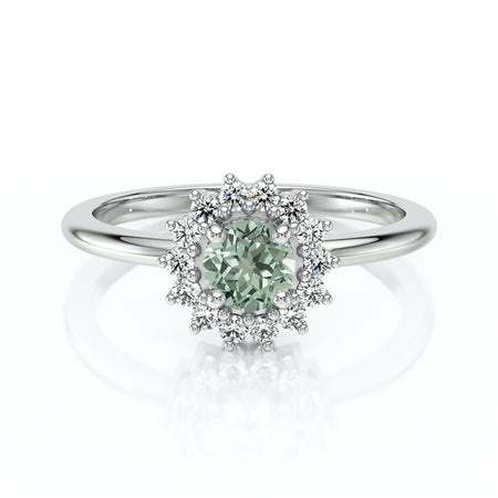 Bague entourage saphir vert et diamant Coup de Foudre - 4