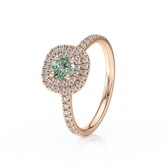 Bague entourage saphir vert diamant Coup de Foudre - 7