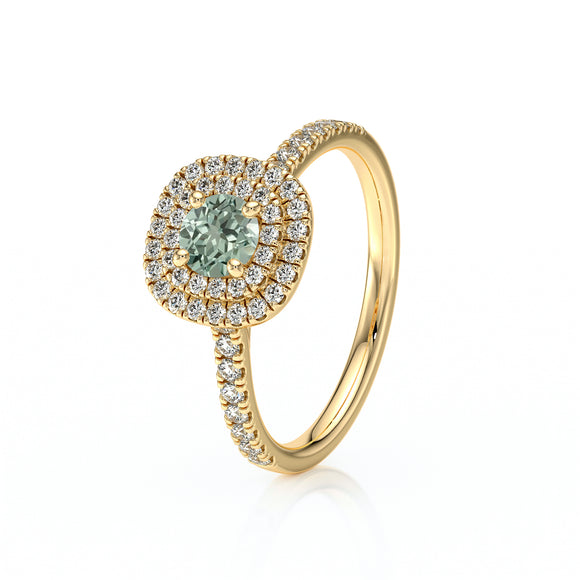 Bague entourage saphir vert diamant Coup de Foudre - 7