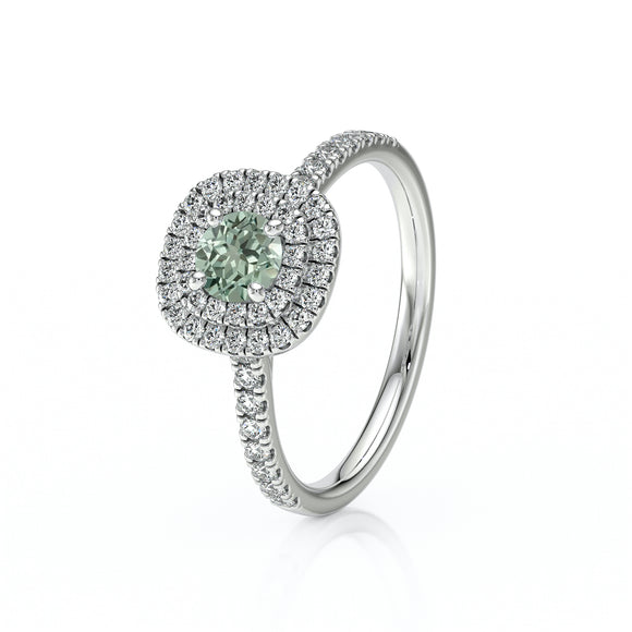 Bague entourage saphir vert diamant Coup de Foudre - 7