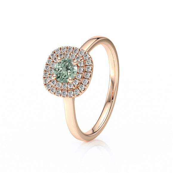 Bague entourage saphir vert diamant Coup de Foudre - 8