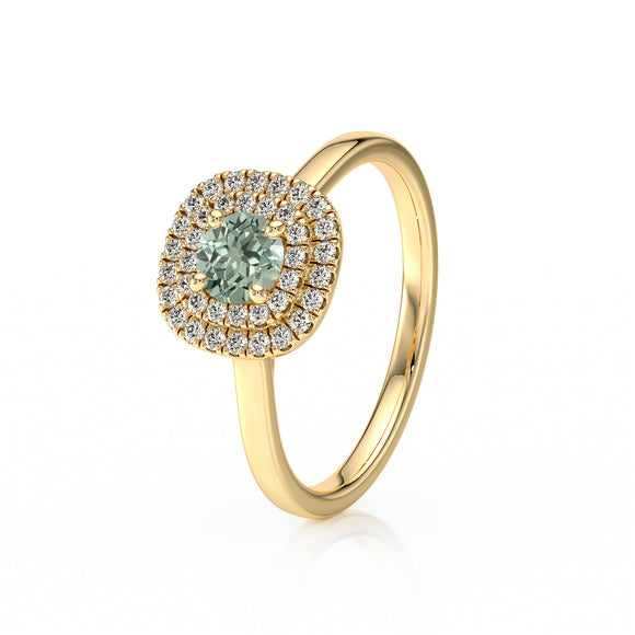 Bague entourage saphir vert diamant Coup de Foudre - 8