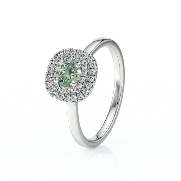 Bague entourage saphir vert diamant Coup de Foudre - 8