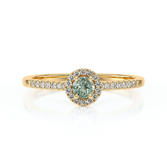Bague entourage saphir vert et diamant Pour la Vie - 1