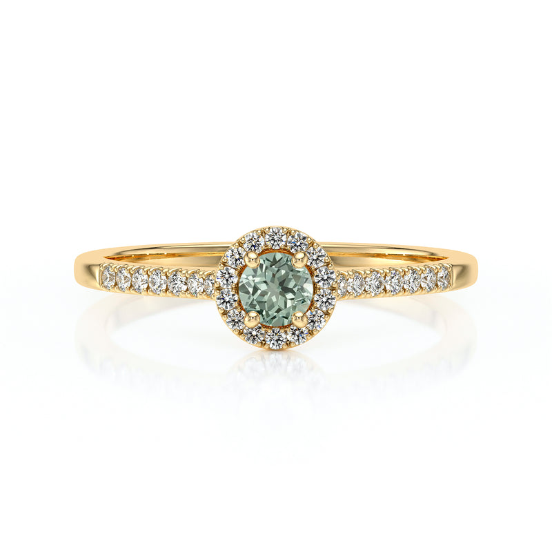 Bague entourage saphir vert et diamant Pour la Vie - 1