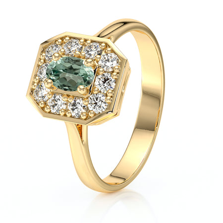 Bague entourage saphir vert et diamant Pour la Vie - 5