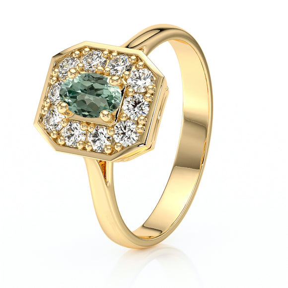 Bague entourage saphir vert et diamant Pour la Vie - 5