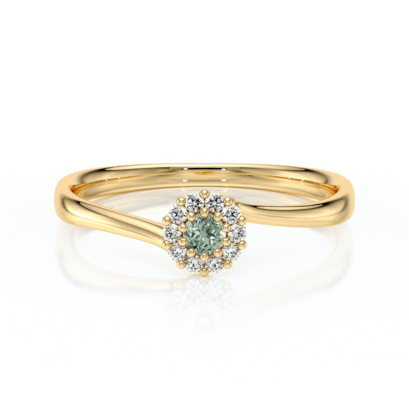 Bague entourage saphir vert et diamant Pour la Vie - 6