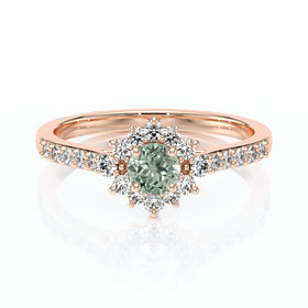 Bague entourage saphir vert et diamant Pour la Vie - 8