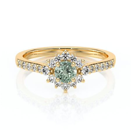 Bague entourage saphir vert et diamant Pour la Vie - 8