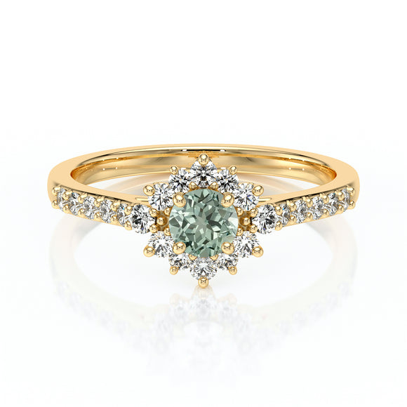 Bague entourage saphir vert et diamant Pour la Vie - 8