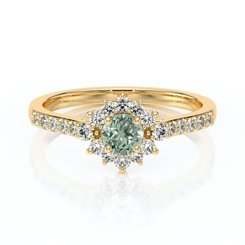 Bague entourage saphir vert et diamant Pour la Vie - 8
