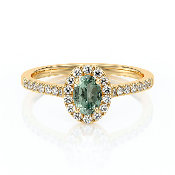 Bague entourage saphir vert et diamant Promets Moi - 3
