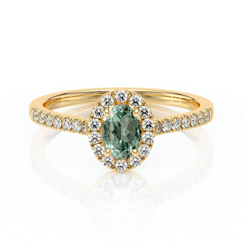 Bague entourage saphir vert et diamant Promets Moi - 3