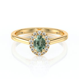 Bague entourage saphir vert et diamant Promets Moi - 5