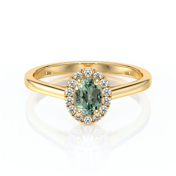 Bague entourage saphir vert et diamant Promets Moi - 5